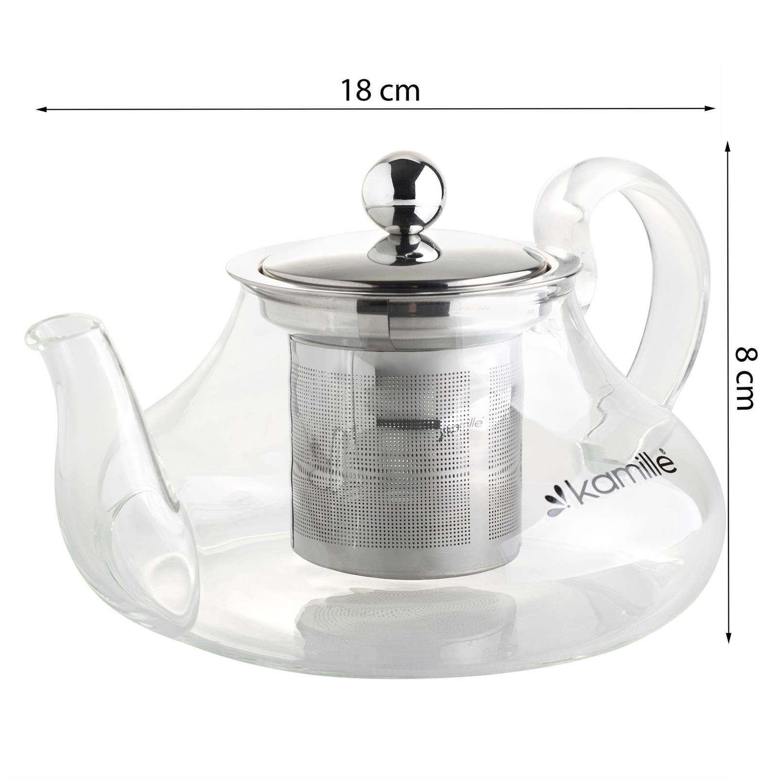 Kamille Espressokocher Teekanne 0,6L Glas Siebfilter Teemaker Teebereiter