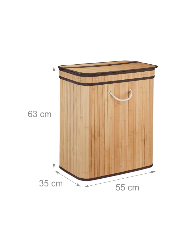 relaxdays Wäschekorb in Natur - (B)55 x (H)63 x (T)35 cm günstig kaufen onesize