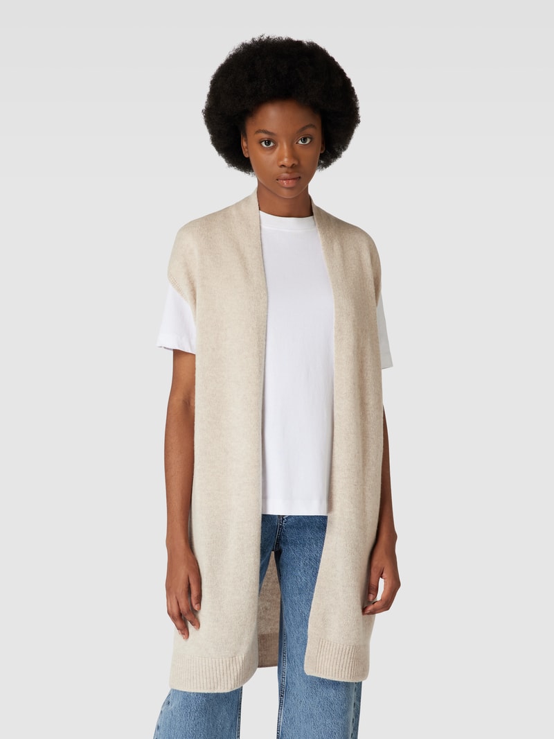 Strickjacke mit offener Front in beige meliert