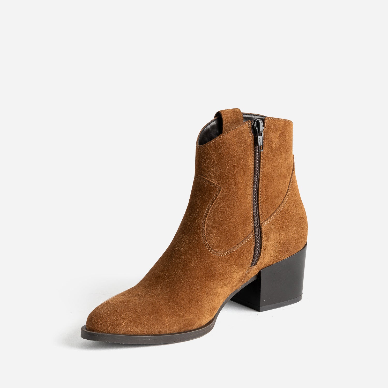 Boots Western TEXTO cognac cuir velours
