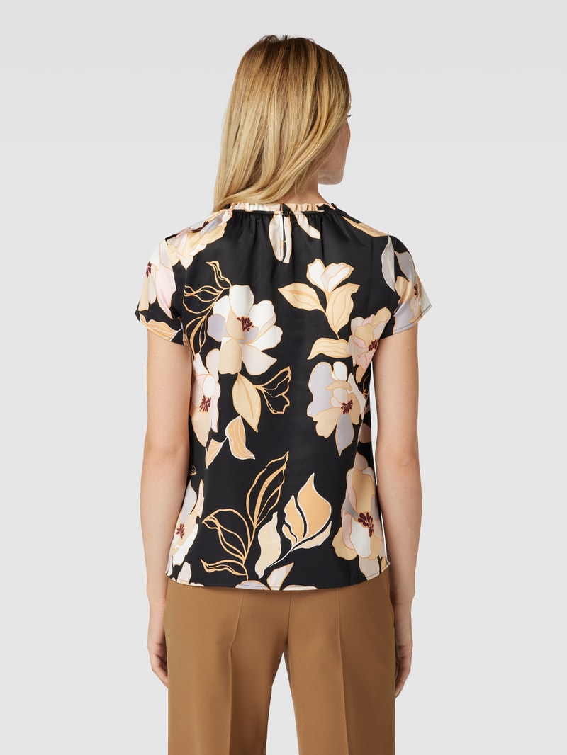 Blusenshirt mit floralem Allover-Muster in schwarz