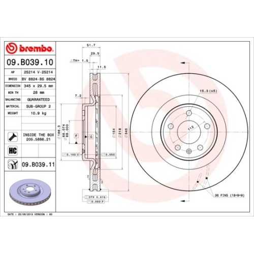 09.B039.11 BREMSSCHEIBE BREMBO VA  VP1 - ATU
