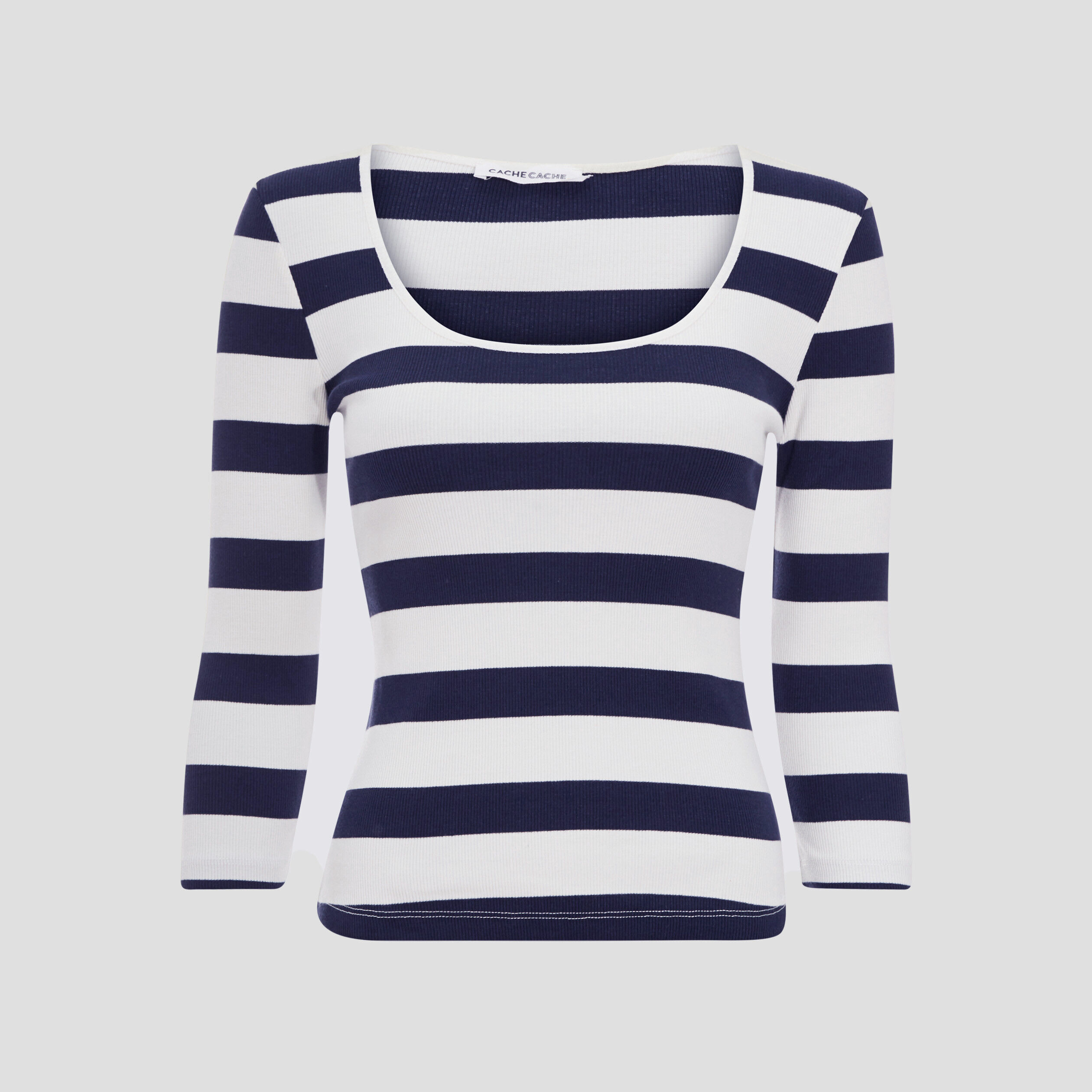 T-shirt manches longues bleu marine femme | Cache Cache
