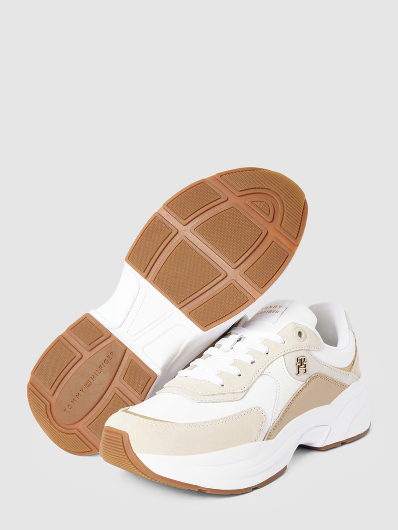 Sneaker aus Leder-Mix Modell 'CHUNKY' in beige