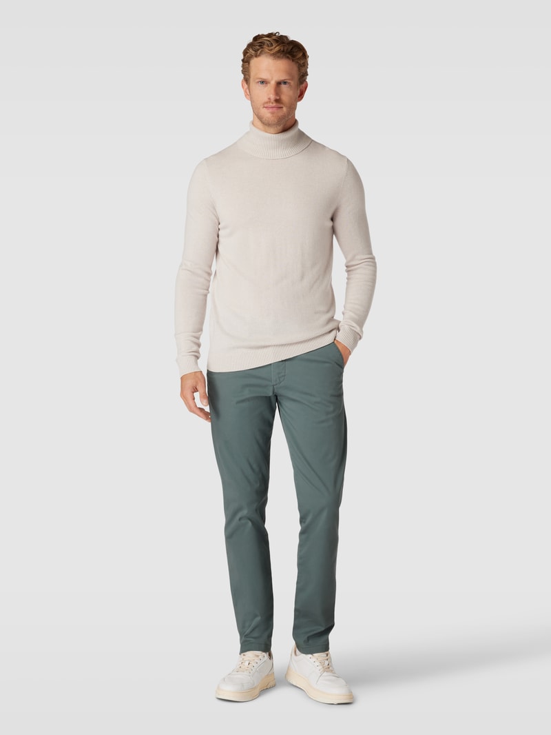 Slim Fit Stoffhose in unifarbenem Design Modell 'Miles' in grün