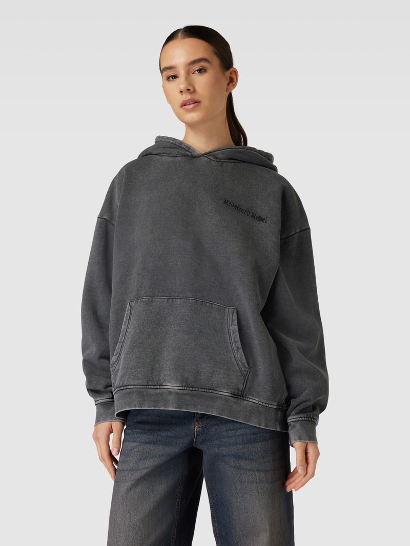 Oversized Hoodie mit Label-Detail Modell 'HONA' in anthrazit