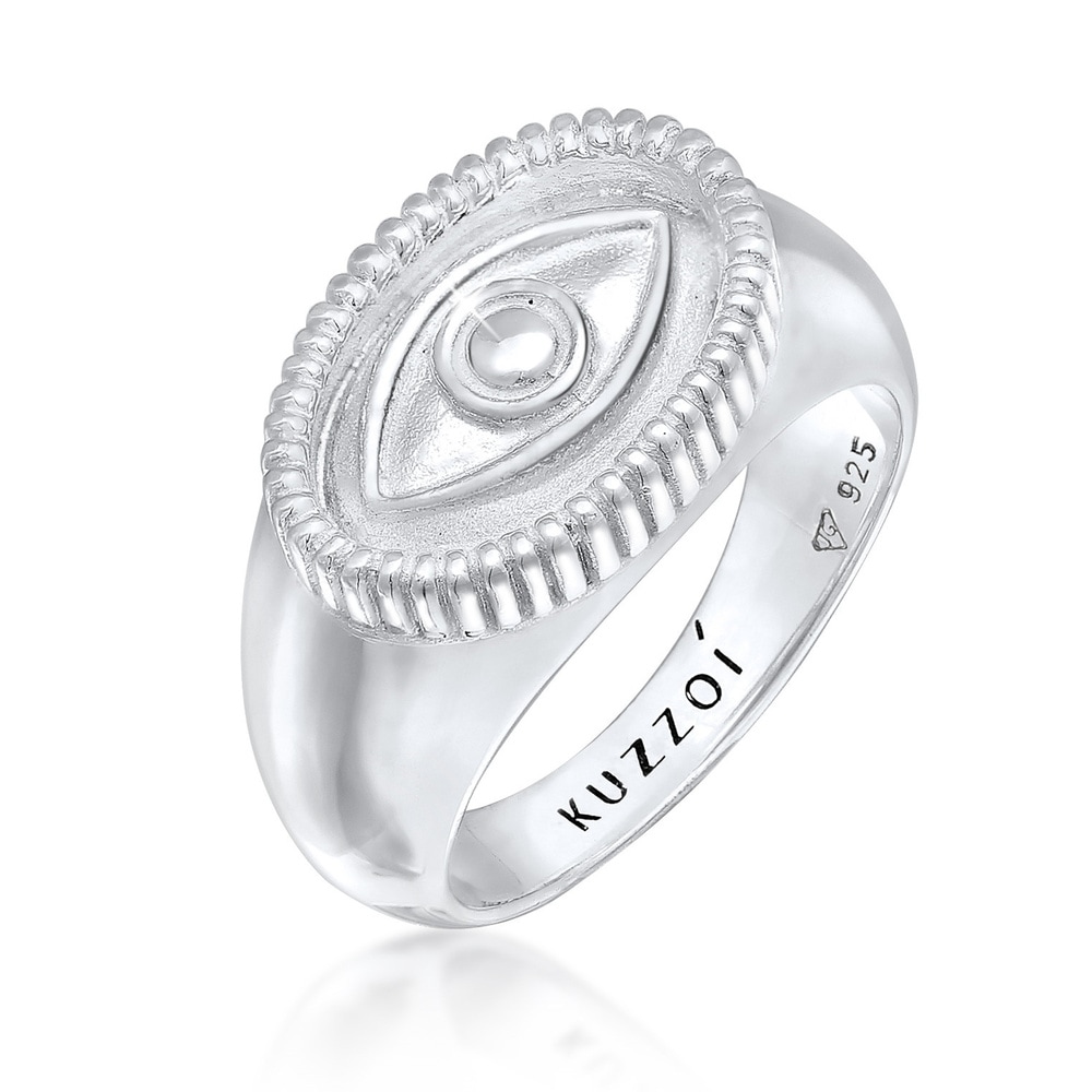 KUZZOI KUZZOI Bague Bague Signet Homme Oeil du Mal Tendance Chunky en Argent Sterling 92 Bague