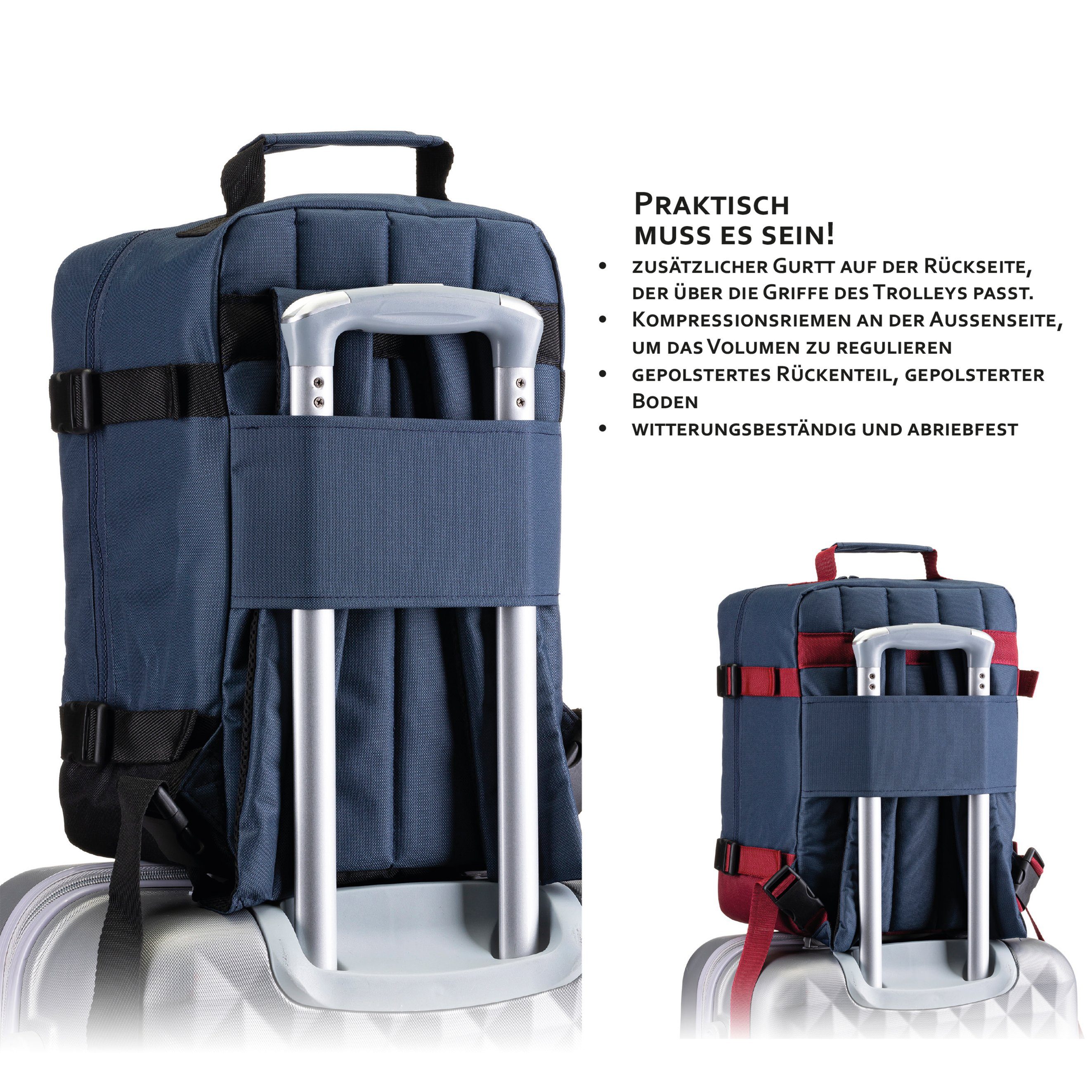 BambiniWelt by Rafael K. Handgepäckkoffer RUCKSACK Handgepäck Boardgepäck 40x20x25 40x30x20 Ryanair Wizzair, 2 Größen verfügbar: 40 x 25 x 20 cm (klein), 40 x 30 x 20 cm (groß)