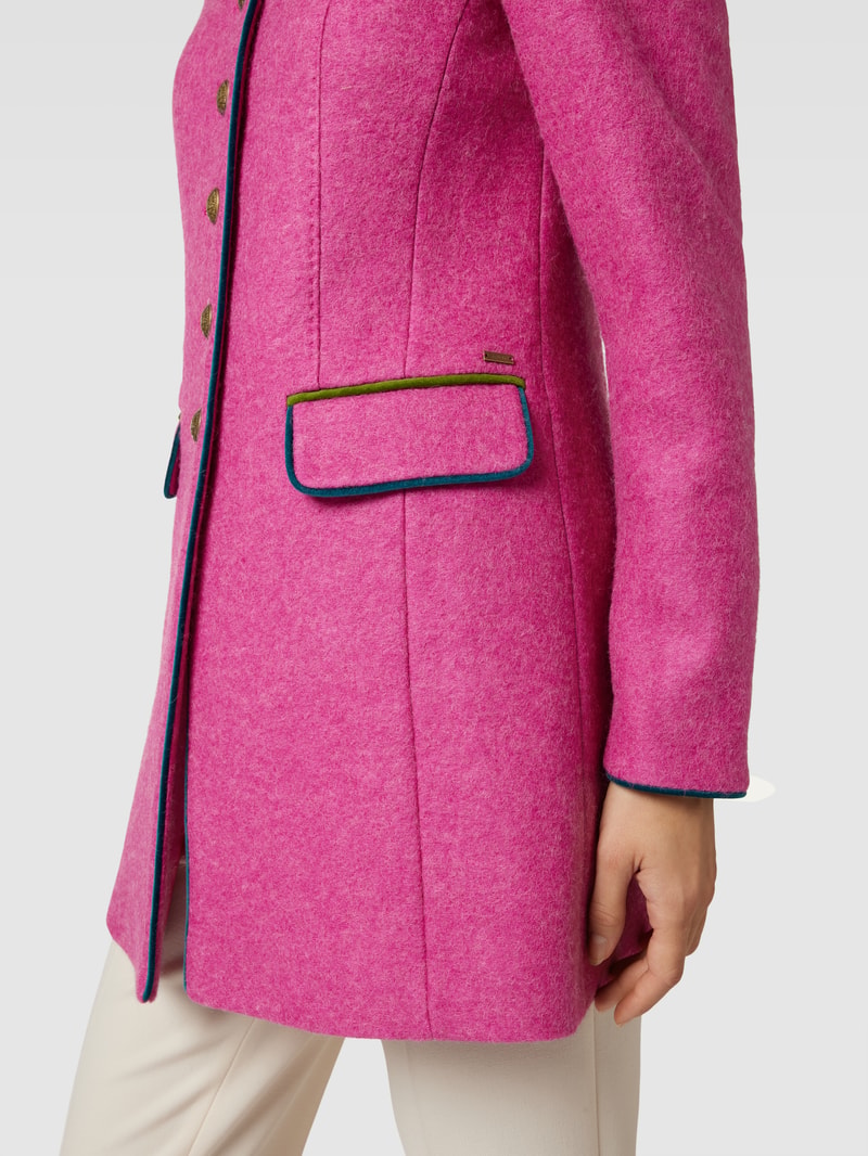 Longblazer mit Stehkragen und Pattentaschen in pink