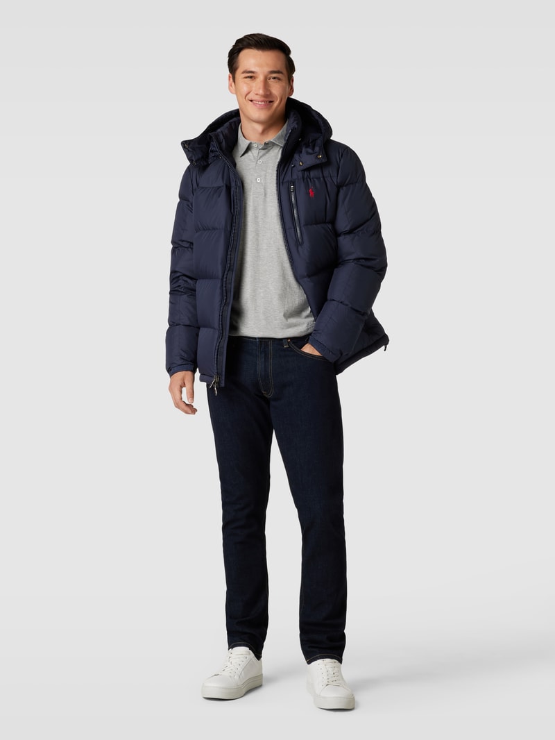 Steppjacke mit Label-Stitching in marineblau