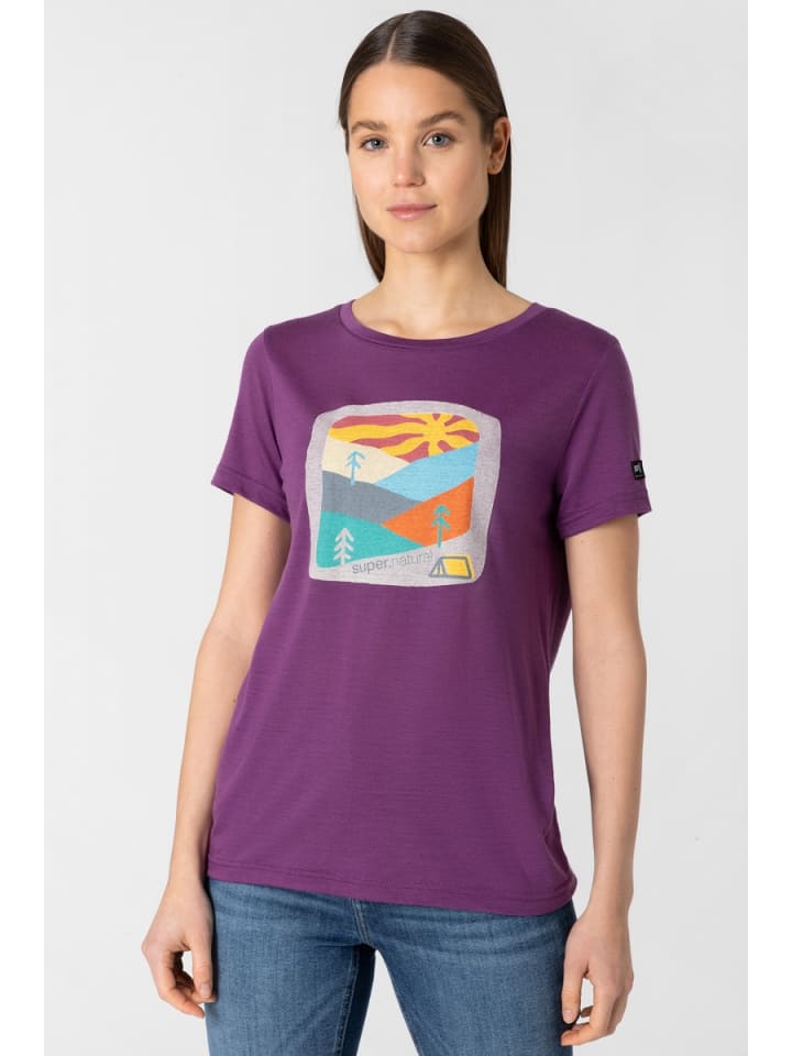 super.natural Merino T-Shirt W MOUNTAIN ART TEE in lila günstig kaufen