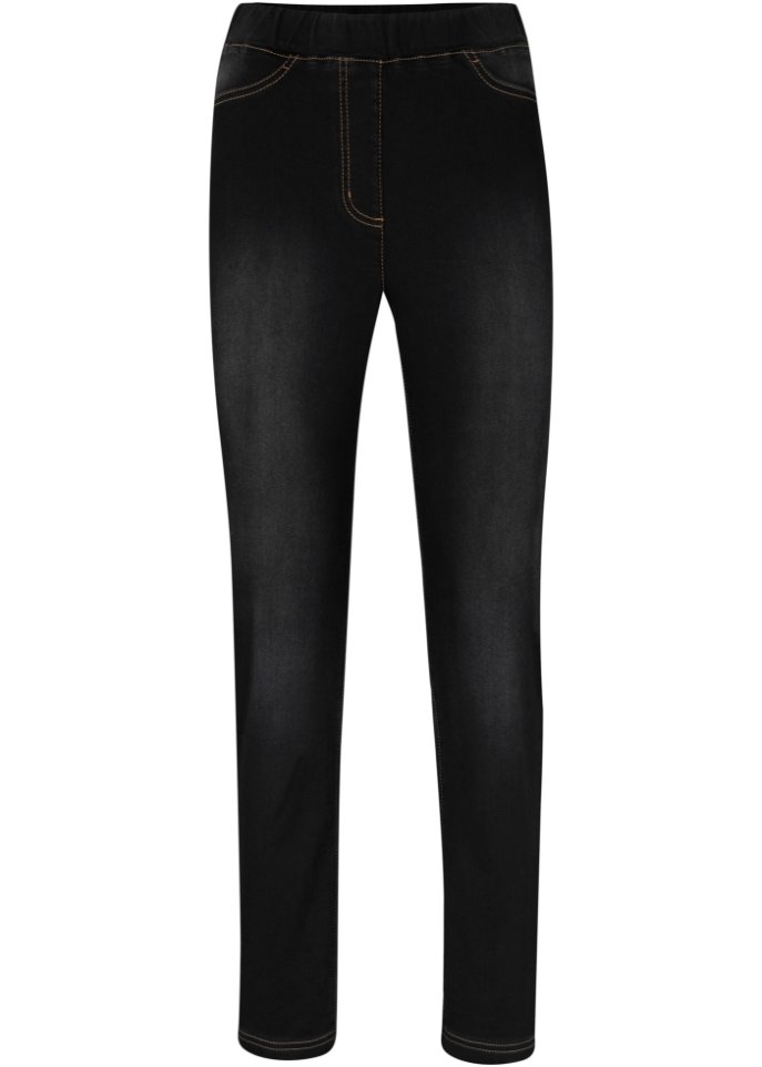 High Waist Jeggings aus leichter, elastischer Thermoqualität mit Bequembund