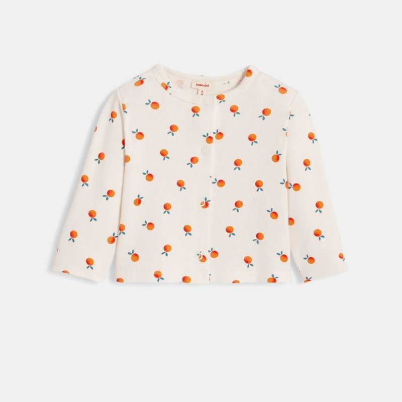 Cardigan bébé fille blanc imprimés oranges naissance Catimini