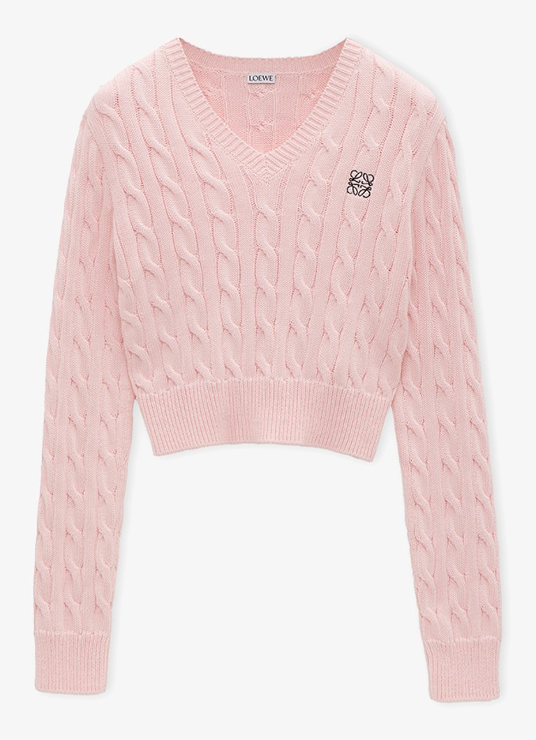 Pulover LOEWE tricotat cu împletitură și logo brodat