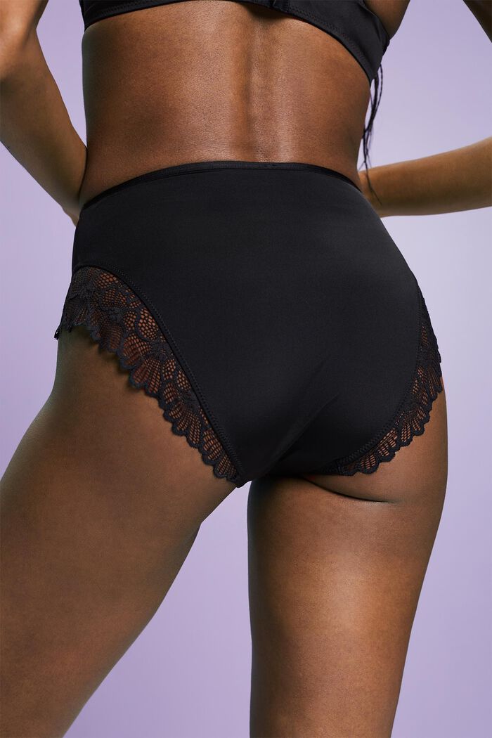 Slip aus Mikrofaser mit hohem Bund und Spitze