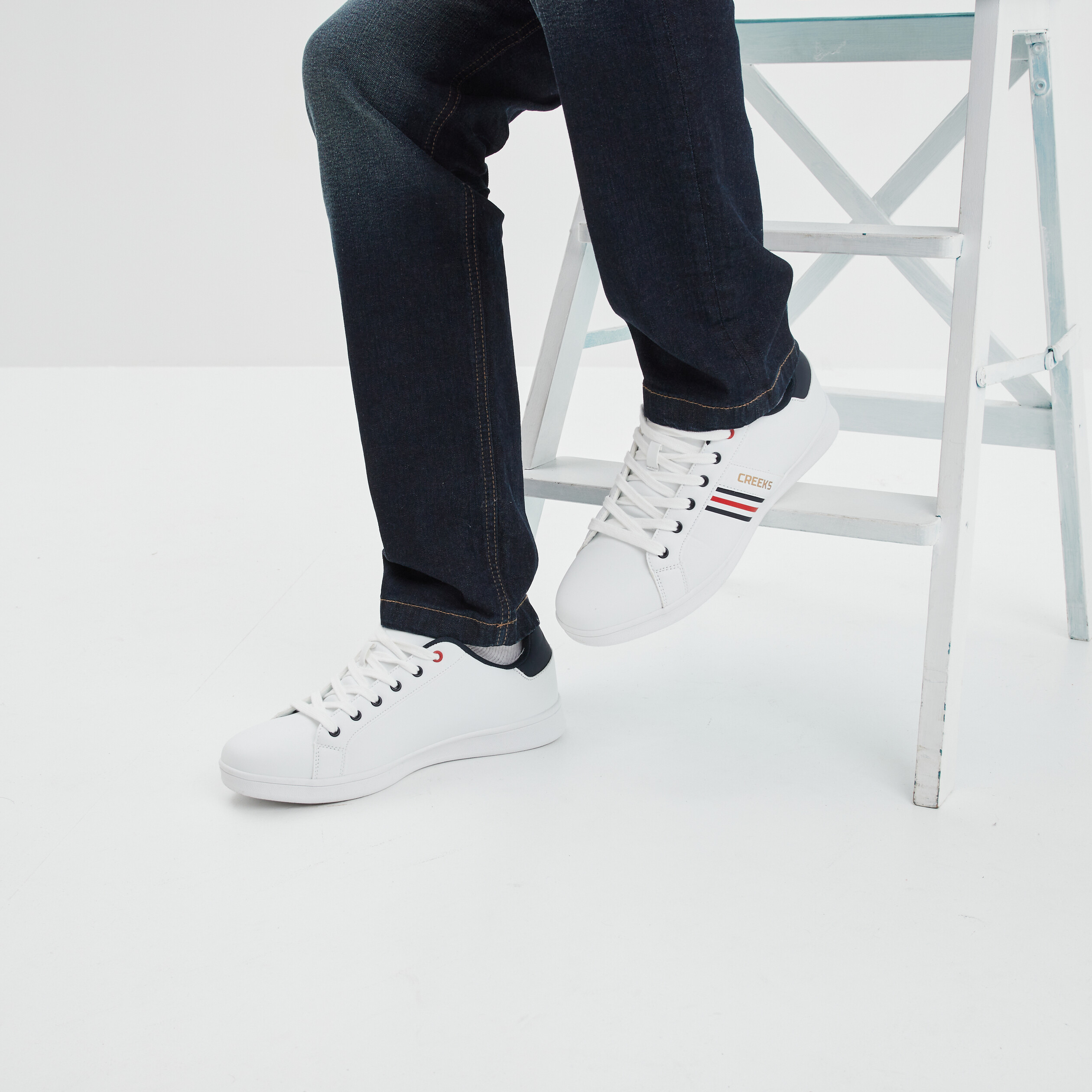 Tennis basses à lacets Creeks Tanix blanc homme | La Halle