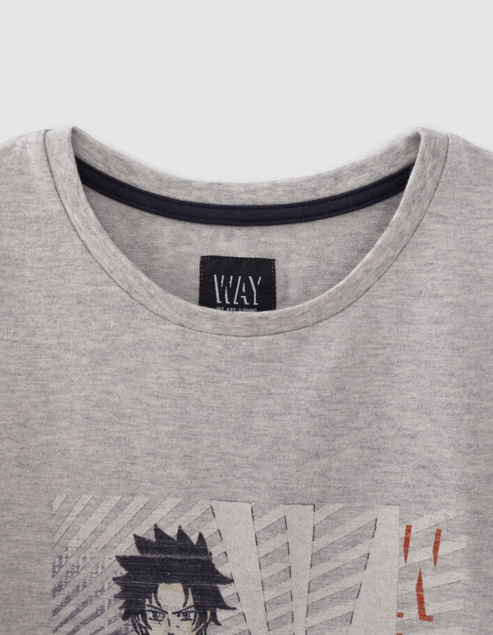 T-shirt gris visuel manga-basketteur garçon