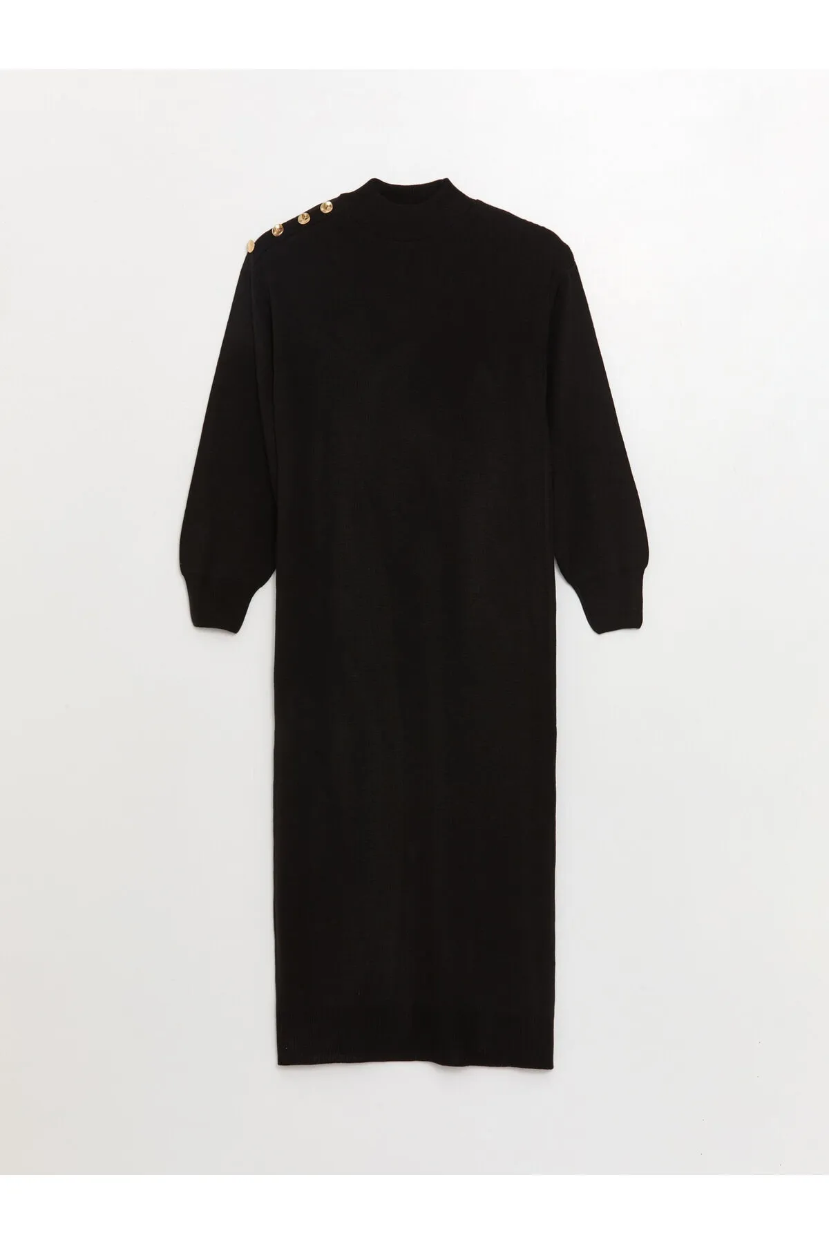 LC Waikiki  Gerades, langärmliges Damen-Strickkleid mit halbem Rollkragen