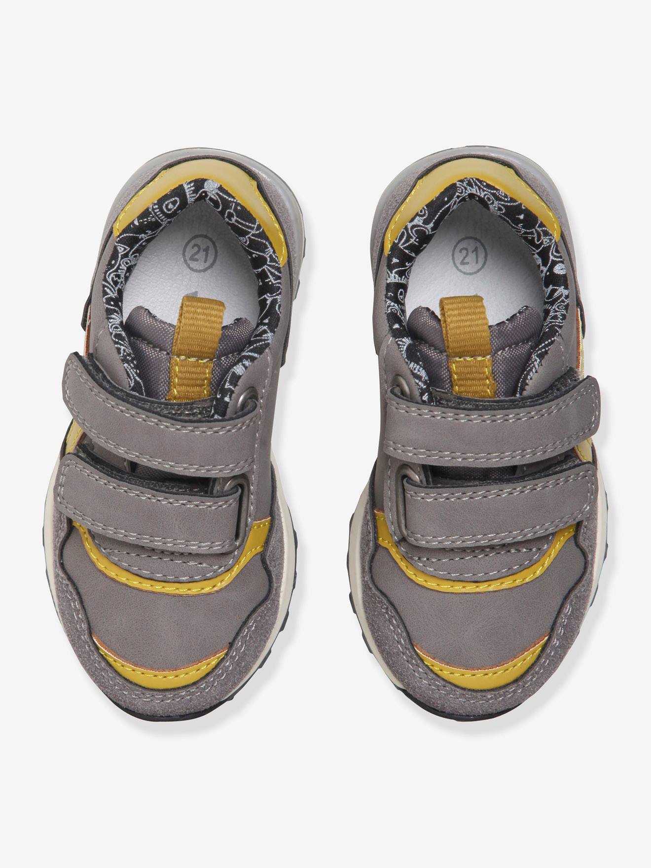Vertbaudet Jungen Baby Sneakers, Klett - grau