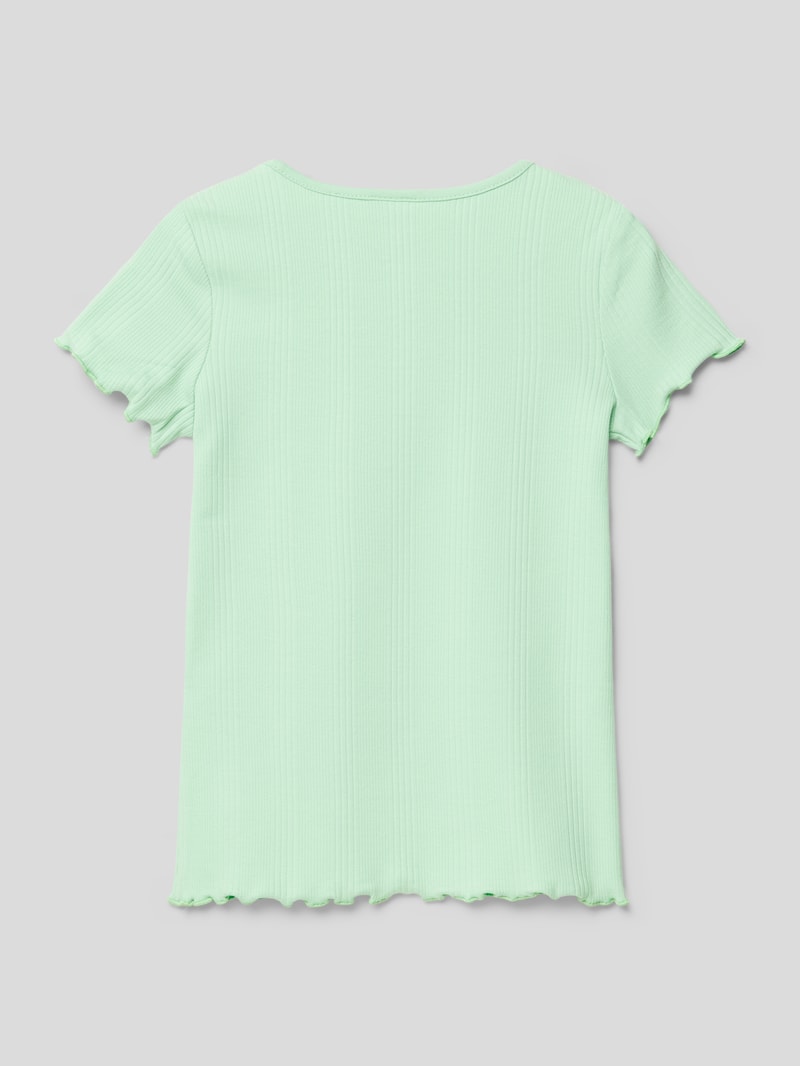T-Shirt mit Muschelsaum in mint