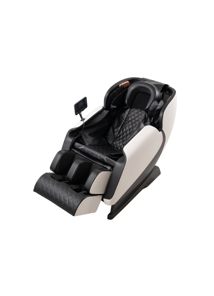 Happy Home Happy Home Elektrischer Massagesessel mit Kopfstütze, Armabdeckung & Airbag, Schwarz / Weiß