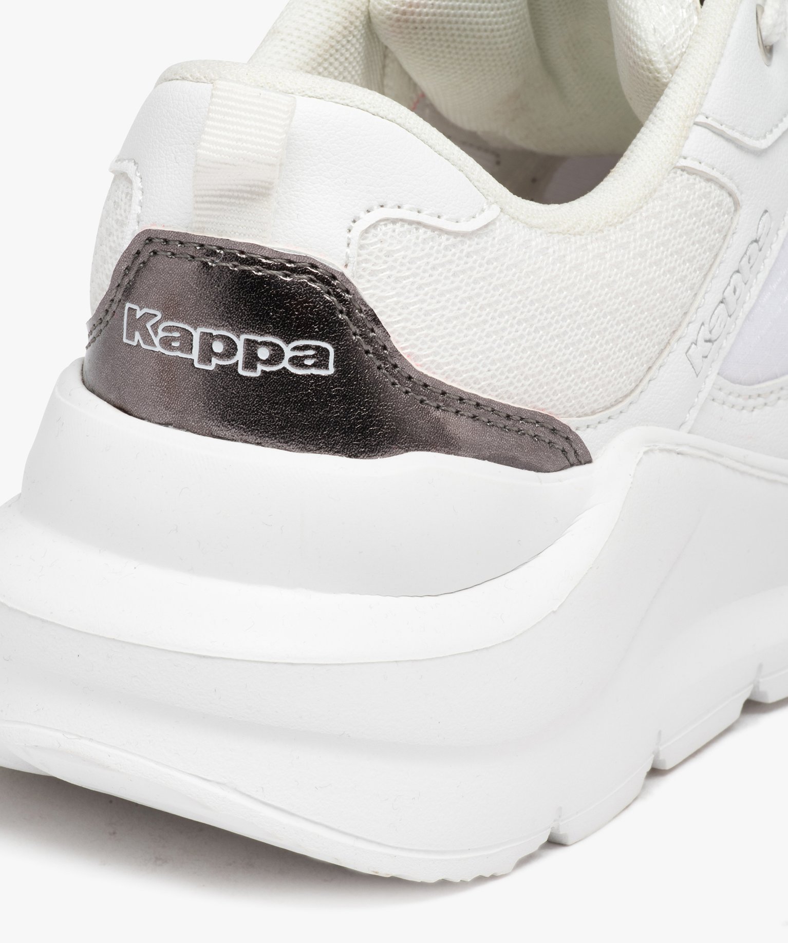 Baskets femme à semelle épaisse en mesh tissé - Kappa blanc | GEMO