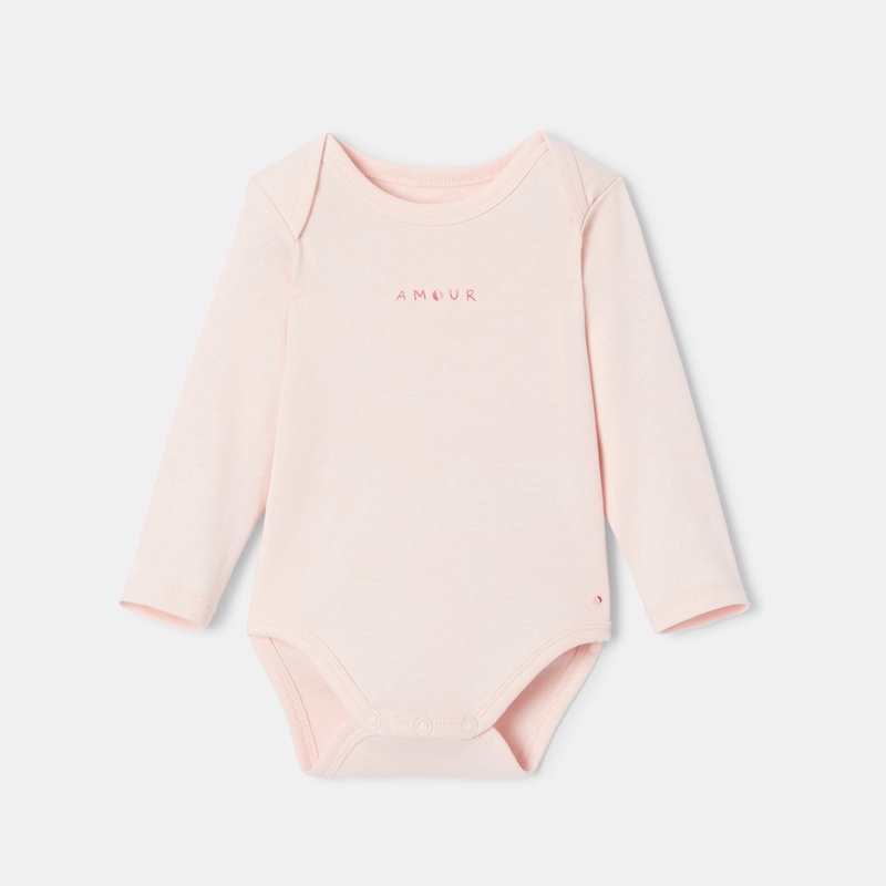 Lot de 3 bodies manches longues en coton bio rose mixte Absorba
