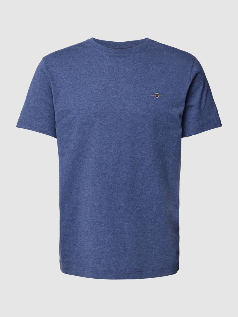 T-Shirt aus Baumwolle mit Label-Detail in jeans meliert