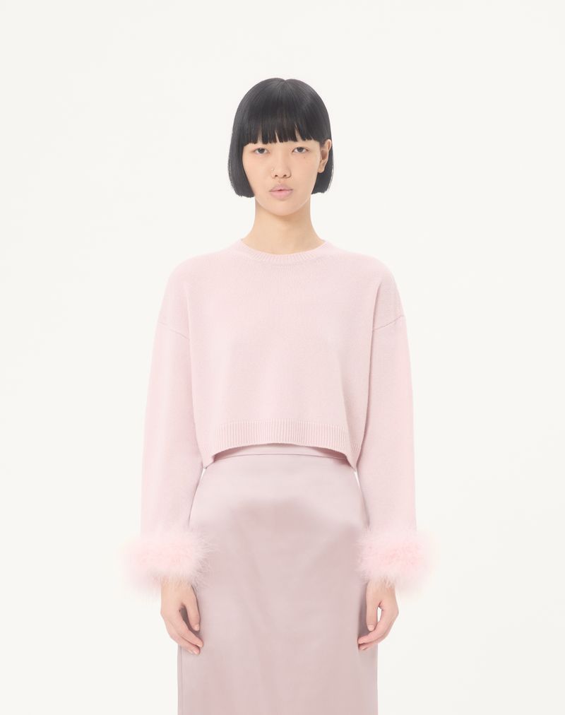 Suéter de cashmere com penas