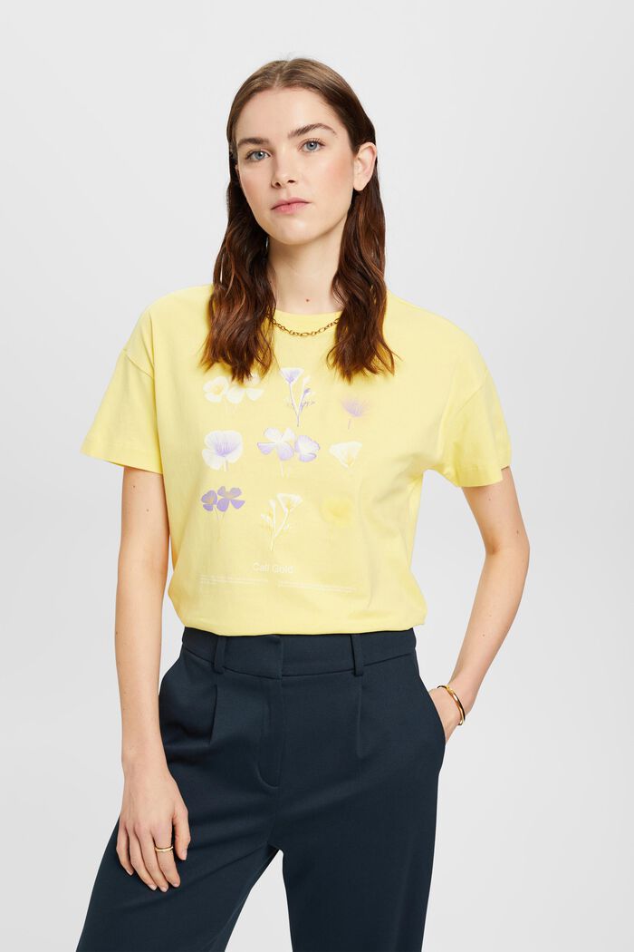 T-Shirt mit floralem Print auf der Brust