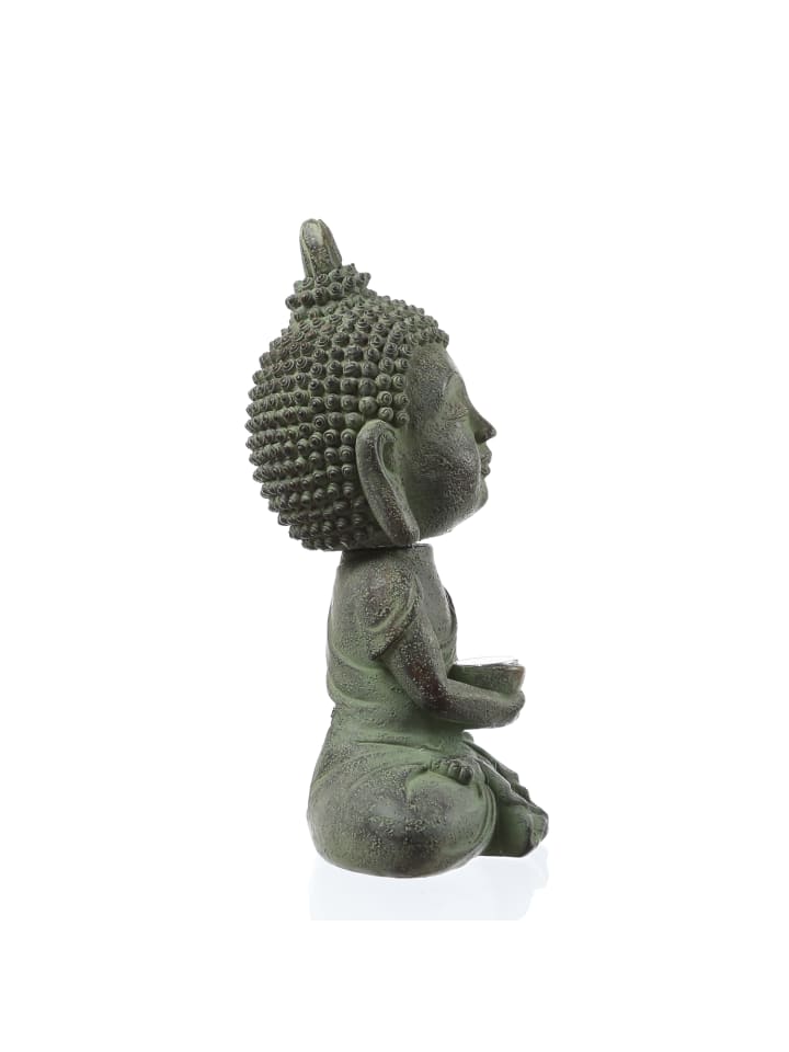 MARELIDA LED Solar Buddha Wackelfigur Gartenfigur H: 19cm Lichtsensor in hellgrau günstig kaufen onesize