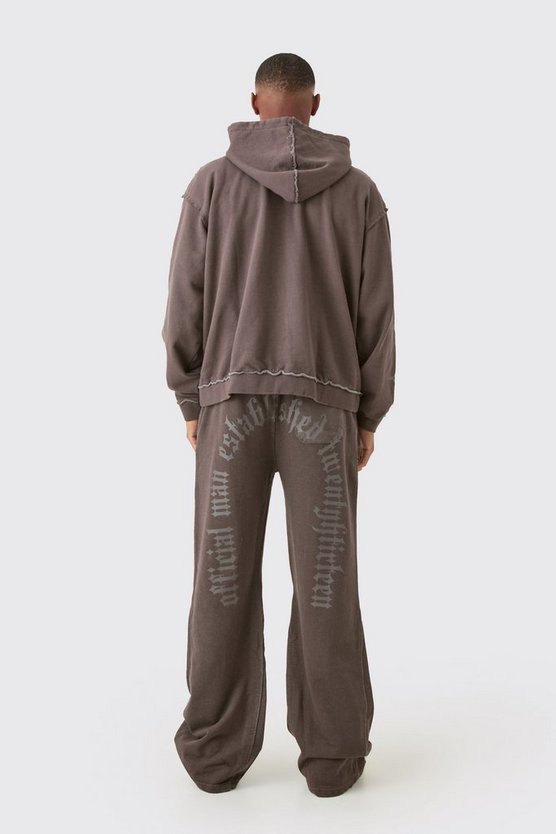 Kastiger Oversize Trainingsanzug mit rohem Saum