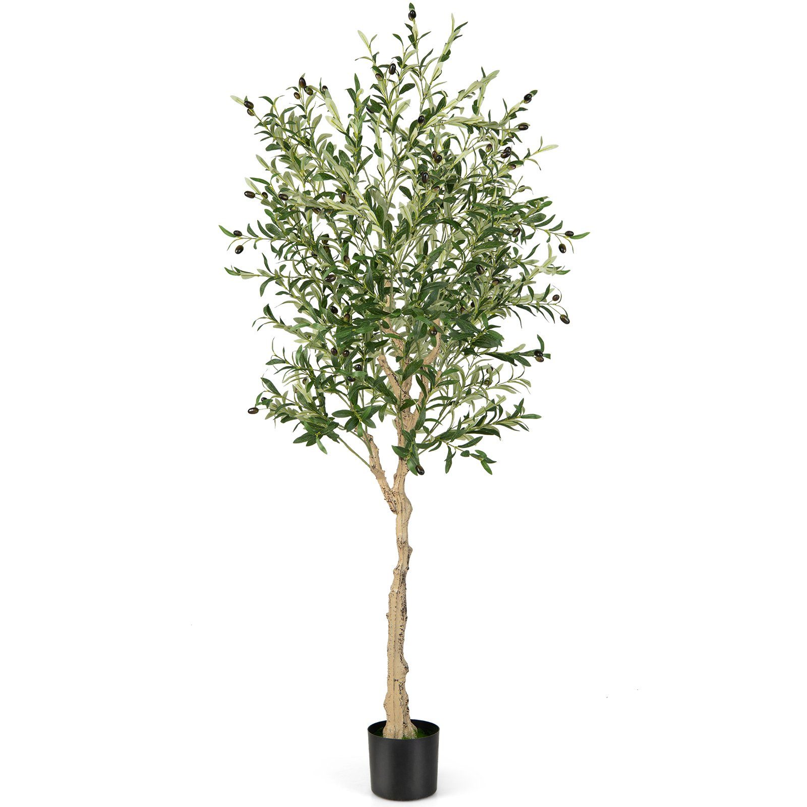 Kunstpflanze Olivenbaum, COSTWAY, Höhe 182 cm, 2er, mit 72 Früchten