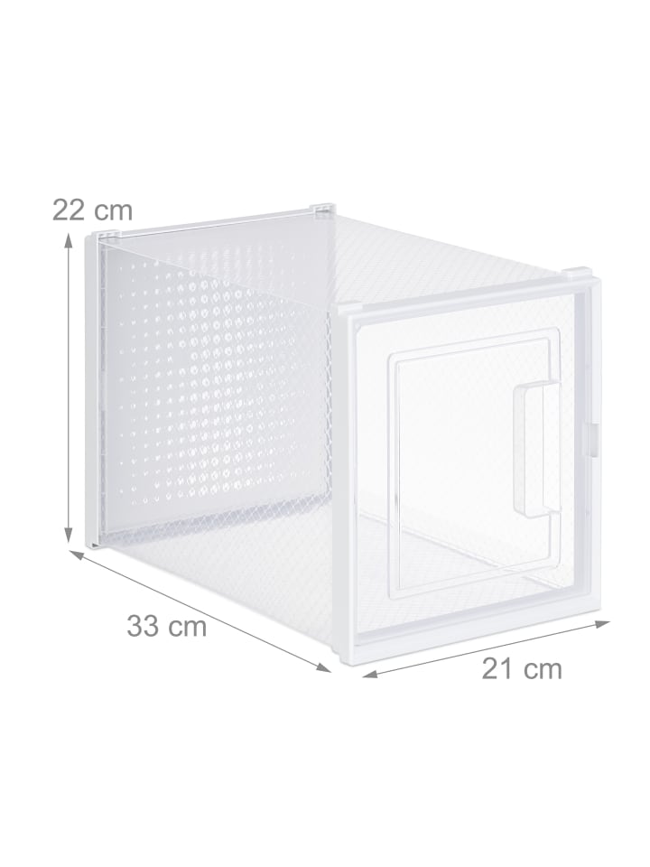 relaxdays 6 x Schuhbox in Transparent/ Weiß günstig kaufen onesize