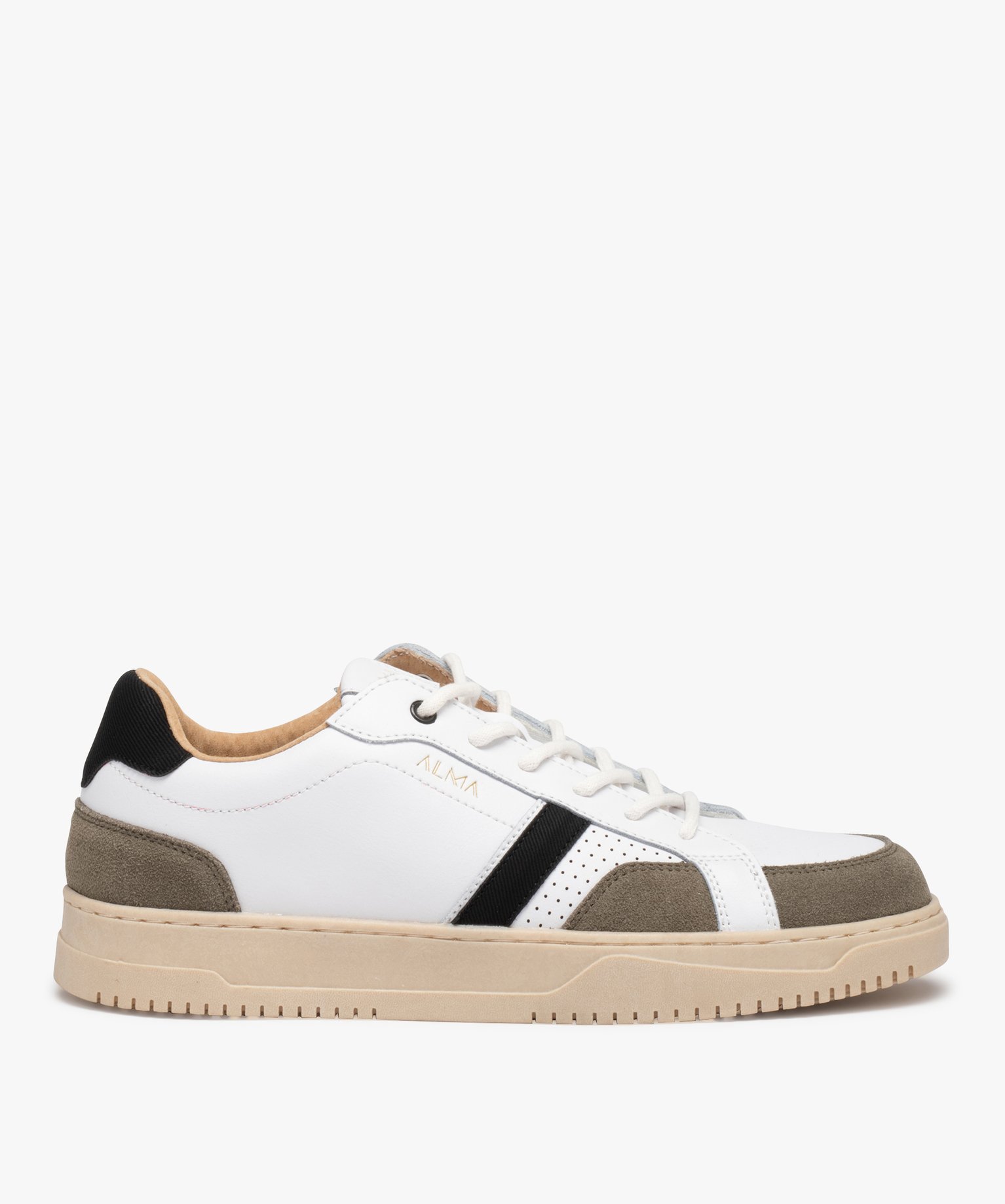 Baskets homme multicolores avec dessus en cuir - Alma Planète blanc | GEMO