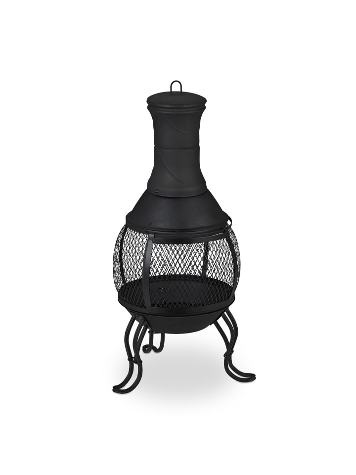 relaxdays Terrassenofen in Schwarz - (H)88 x Ø38 cm günstig kaufen onesize