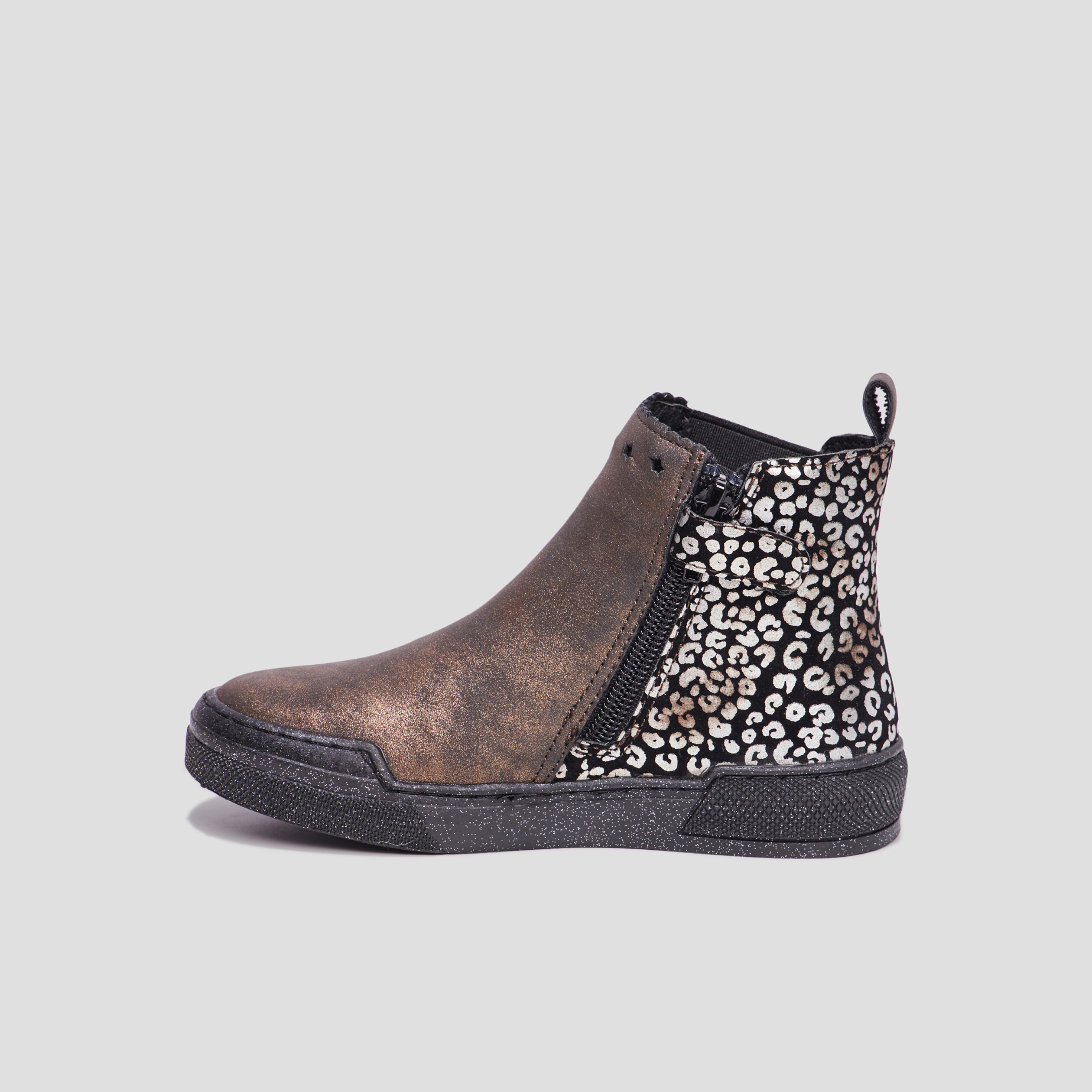 Bottillons pailletés en cuir Ariboot noir fille | La Halle