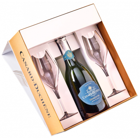 CHAMPAGNE CANARD-DUCHÊNE - COFFRET CHARLES VII - BLANC DE BLANCS + 2 FLÛTES