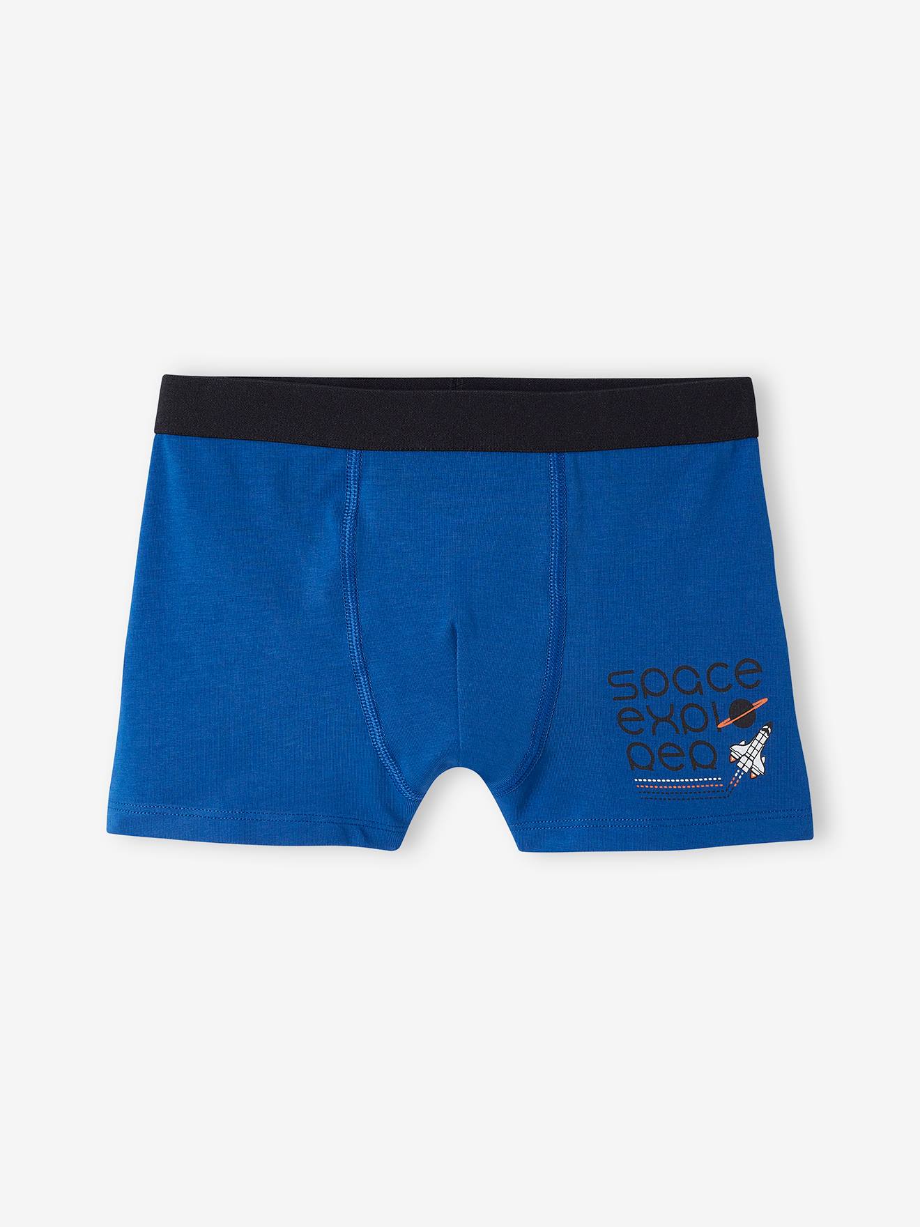 Vertbaudet 5er-Pack Jungen Boxershorts aus Stretch, Weltraum Oeko-Tex - königsblau