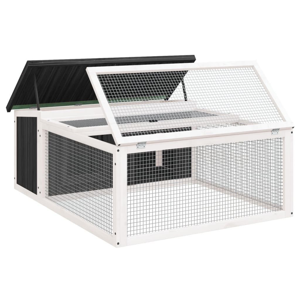 vidaXL Kleintierkäfig Kaninchenstall Grau 117,5x97x47,5 cm Massivholz Kiefer