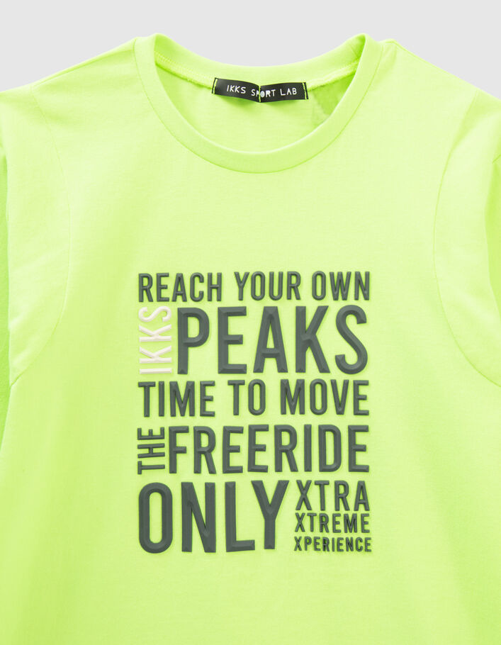 T-shirt vert fluo messages gomme garçon