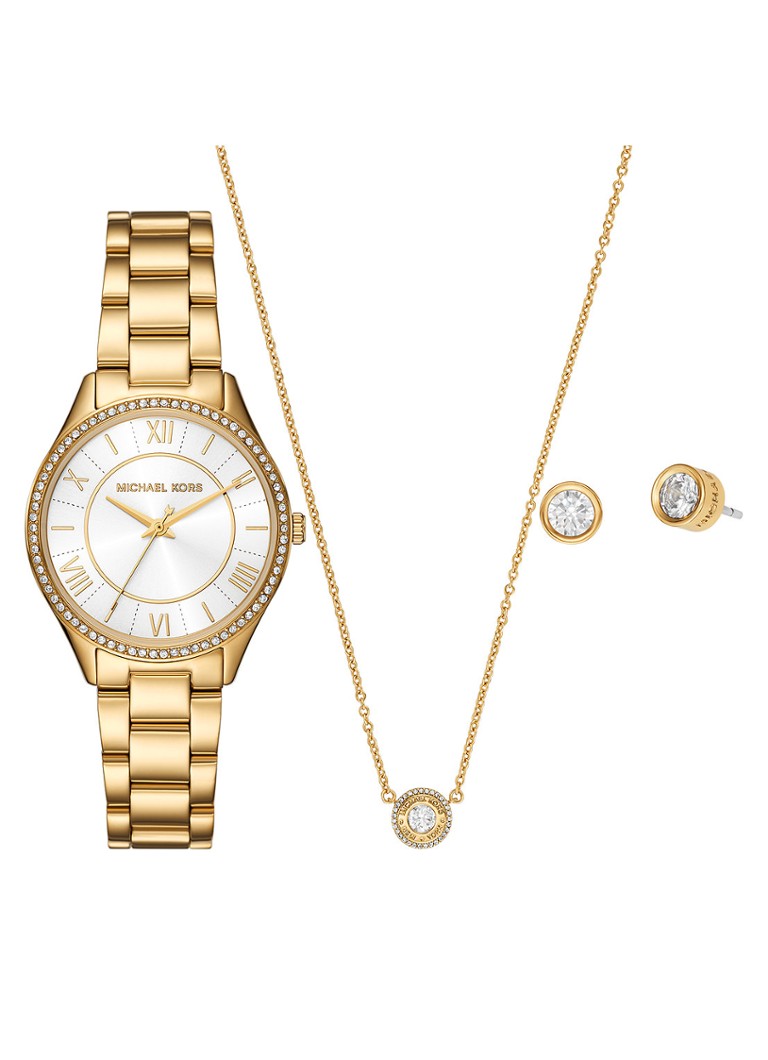 Ceas Michael Kors Lauryn cu lanț și cercei asortați (set de 3) MK4849SET