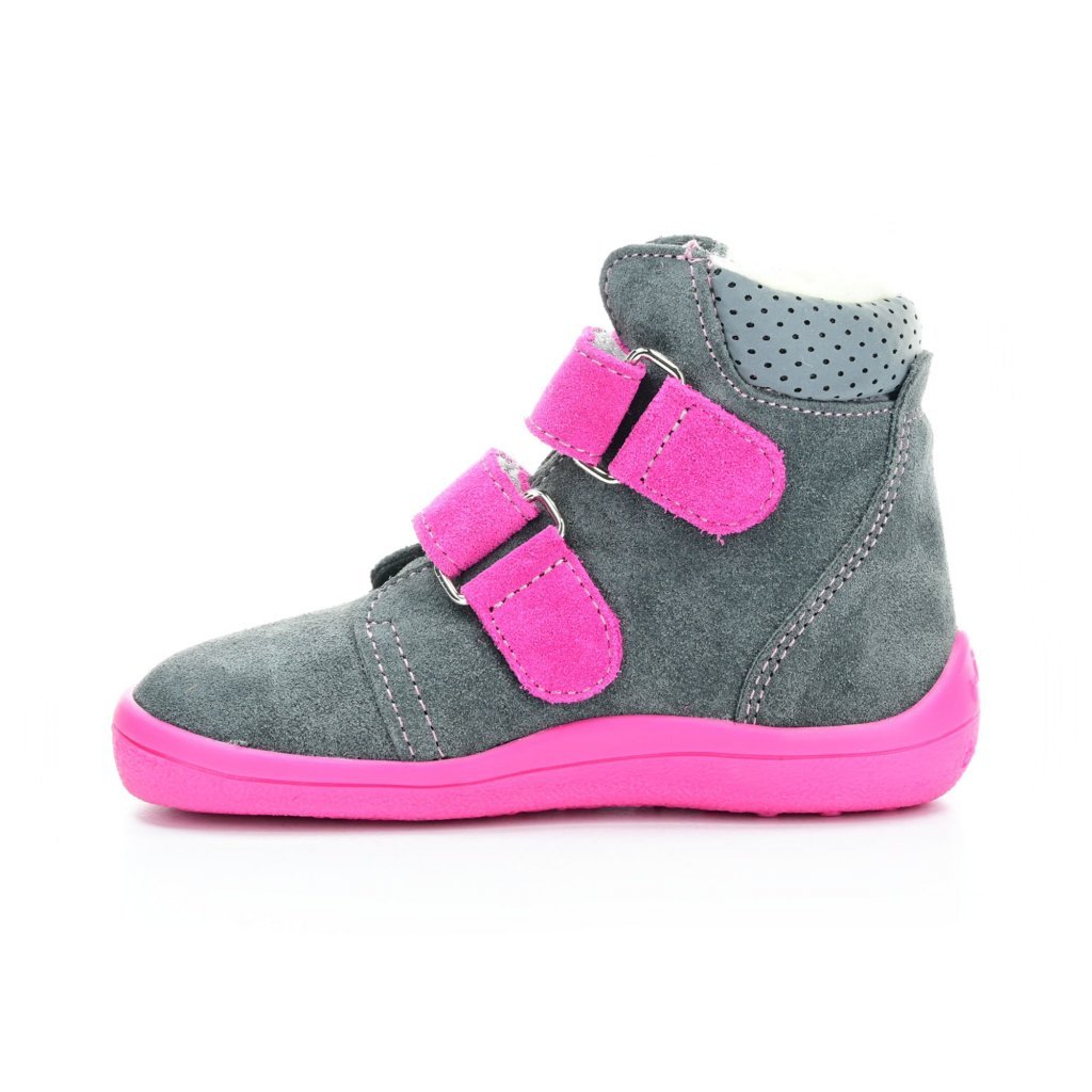 Beda Isabel mit Membran (BF 0004/W/MK/Fell) graue Winter-Barfußstiefeletten
