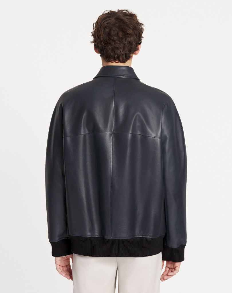 BLOUSON EN CUIR EFFET KIMONO