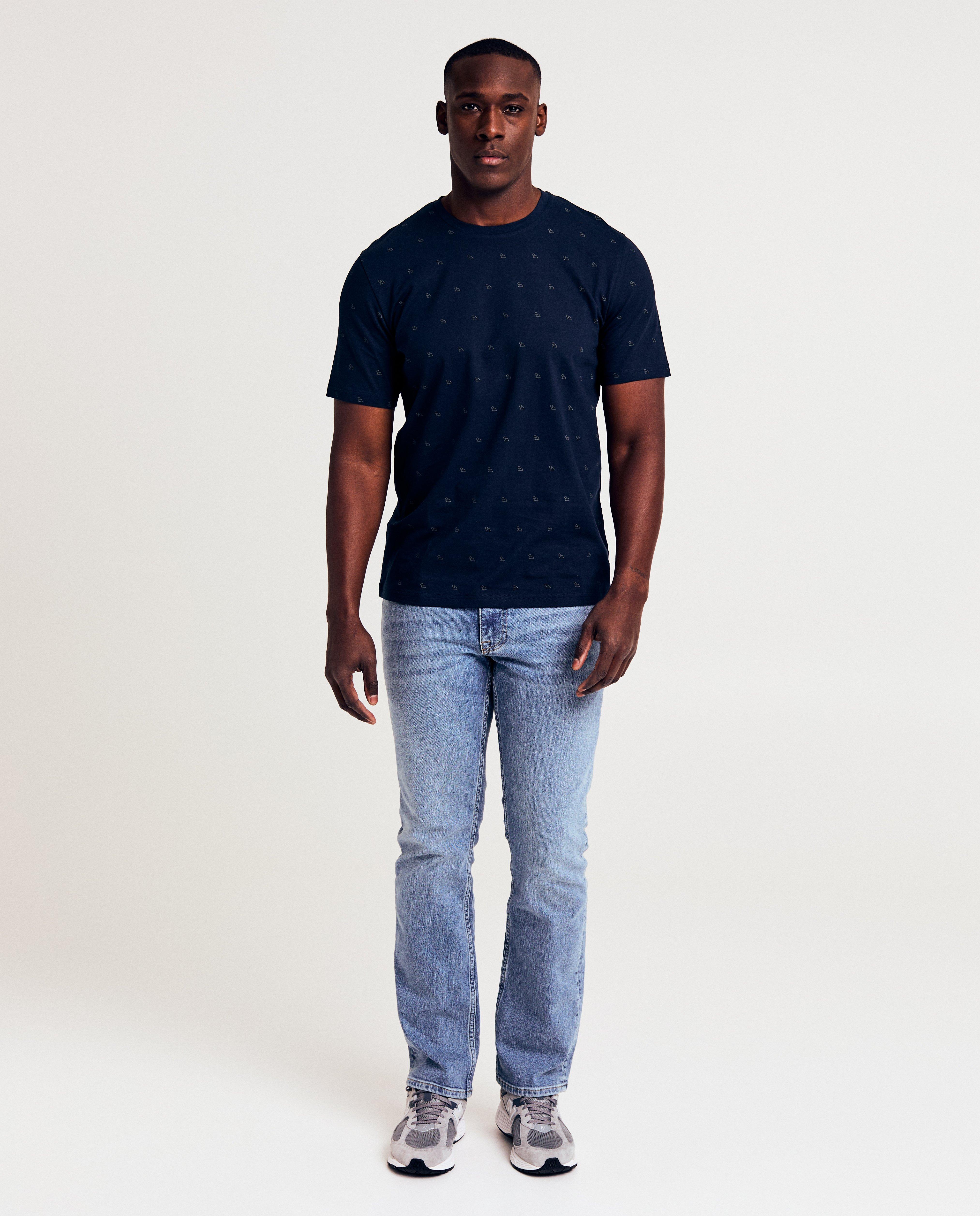 Tricou Quarterback din bumbac organic cu imprimeu albastru închis