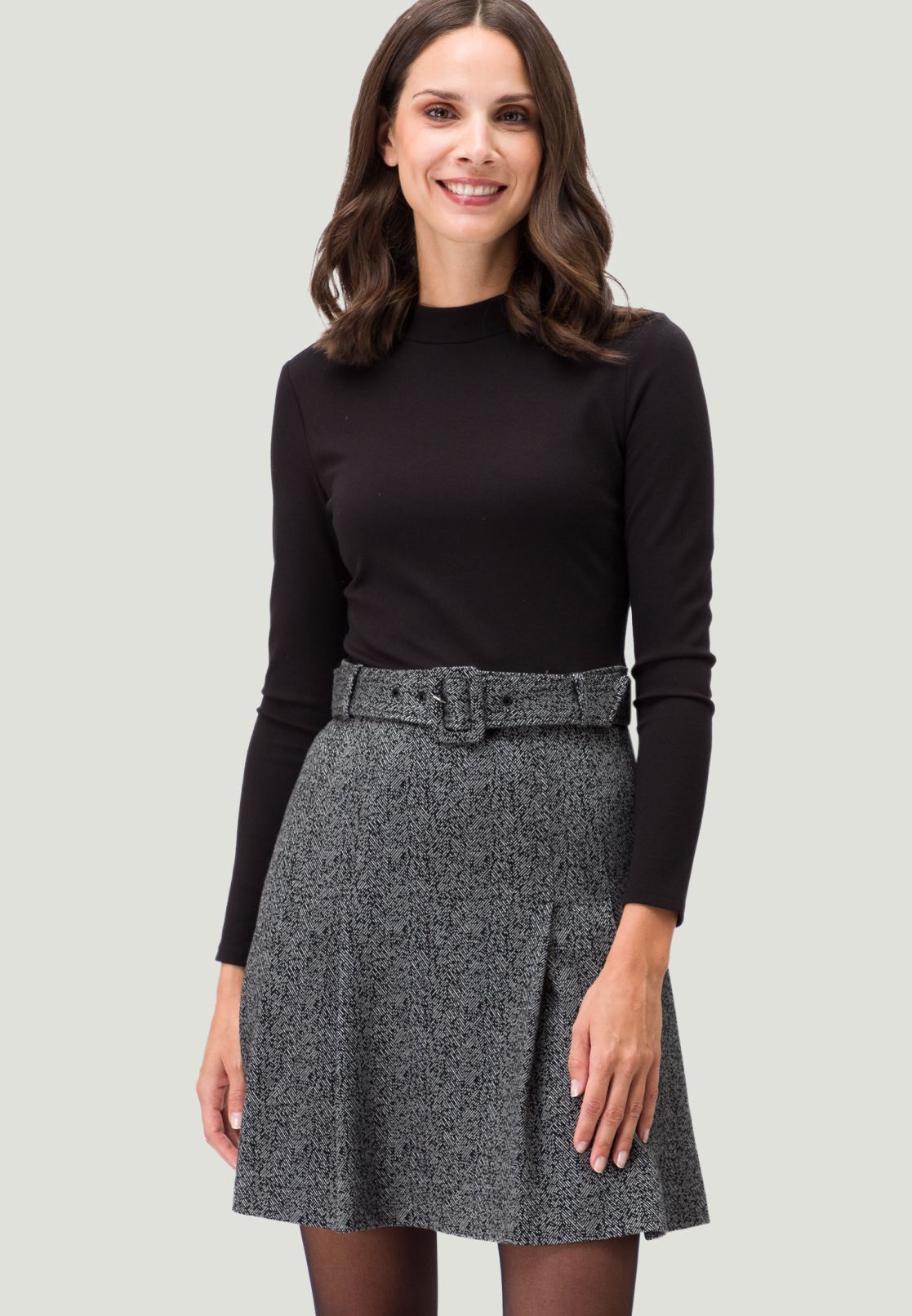 Minikleid  2 in 1 Optik Fischgrätenmuster
