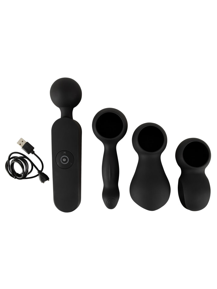 Couples Choice Massagestab wand vibrator with 3 Attachments in schwarz günstig kaufen 21,5 cm