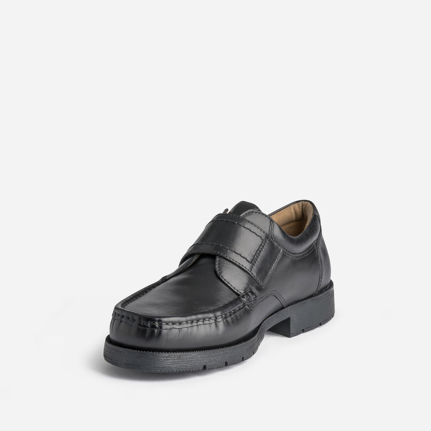 Mocassin noir en cuir à scratch