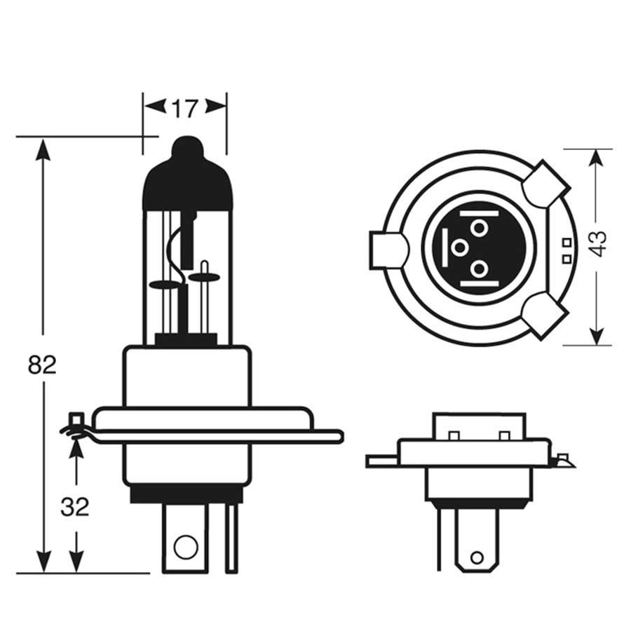 Scheinwerferlampe für das Motorrad, P43T, 60/55 W, 12 V, von Ring, 1 Stück - ATU