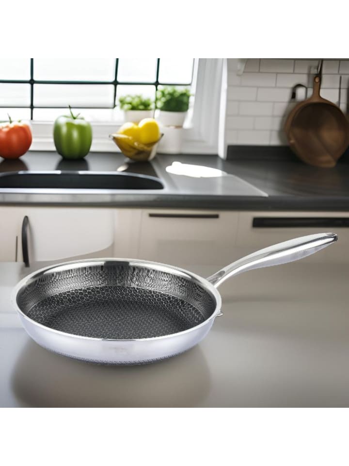 Cheffinger Bratpfanne ø20cm mit Wabenstruktur - geeignet für alle Herdarten in Silber günstig kaufen 20 cm